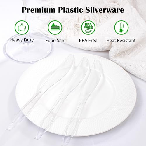 image for Liacere 360PCS Clear Plastic Knives Disposable - Heavy DutyBPA-Free - 