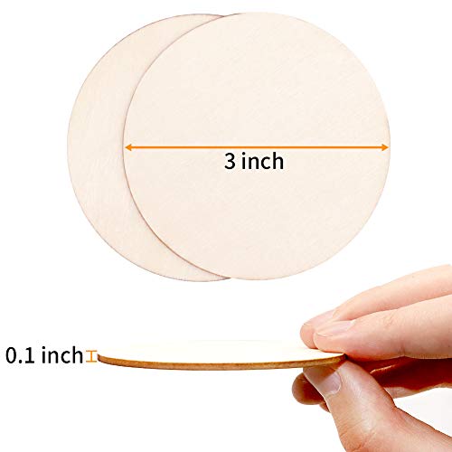 80Pcs Unfinished Wood Circle 3 Inch Wooden Circles For Crafts For Wooden Coasters, Diy Crafts And Home Decoration Blank Wood Slices Children And Students Diy Props Circle Canvas #TOP1