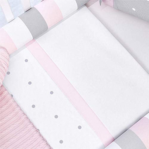 Kit Berço Menina Tricot Poá Rosa 10pçs Grão de Gente