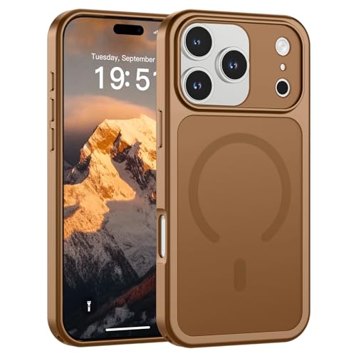 Image of SUPFINE Magnetic for iPhone 17 Pro Case Brown | (Compatible with MagSafe)(Military Grade Drop Protection)(Camera Protection)Translucent Matte Phone Cover