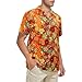 American Trends 70s Shirts for Men 70's Outfits Mens Hippie Disco Shirt 60s Outfits for Men 70 s Themed Retro Clothes 70s Orange Flower 3XL
