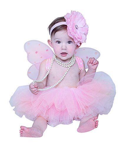 Baby Tutu Set with Fairy Wings and Headband Color: Pink, Size: Extra Small