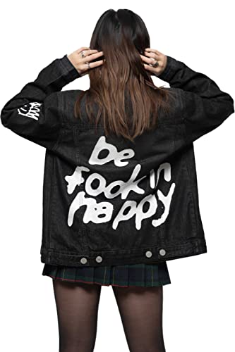 Yungblud Denim Jacket Be Fookin Happy Logo Official Unisex Black4