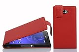 Cadorabo Hülle kompatibel mit Sony Xperia M2 / M2 Aqua Flip Design aus Premium Kunst Leder Flip Klappbare Stoßfeste Magnetische Cover Hülle für Sony Xperia M2 / M2 Aqua Tasche in Rot