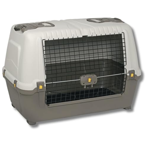 Pet’s Market Trasportino Skudo Car Cane con 2 Rotoli di Sacchetti Igienici Contenitore da Trasporto Auto in Plastica Porta in Ferro Colore Grigio Scuro (80-77x43x51cm)