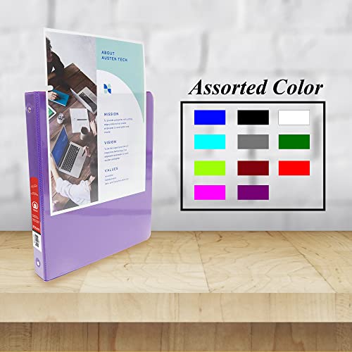 Image of BAZIC Products 1 /2 inch Purple 3-Ring View Binder, Round Ring, 2 Pockets | round rings, 1 /2 in Purple view 3-ring binder, 2 inside pockets, holds up to 100 sheets, Durable poly cover, 2 Pockets