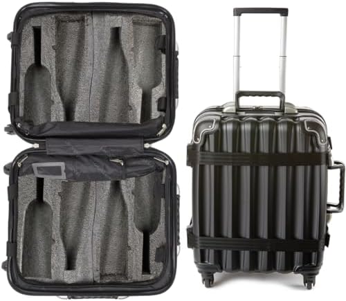 Original Wine Suitcase by FlyWithWine, Durable 10 Year Warranty, Versatile, Customizable 8-Bottle Wine Travel Luggage for Airplane, Choice of Wine Professionals, Napa Designed Black