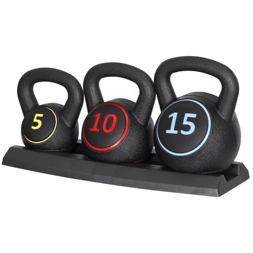 Venbytech for Kettlebell Set Fitness Strength Training Exercise with Base Rack Pro 3-Piece