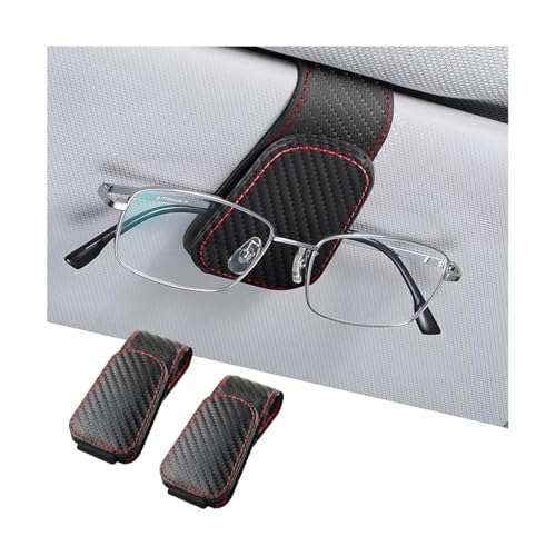 AICEL Sunglasses Holders for Car Sun Visor, Leather Eyeglasses Hanger Mounter, Magnetic Glasses Holder and Ticket Card Clip, Auto Interior Accessories Universal for SUV Pickup Truck