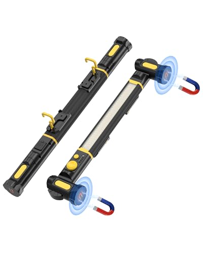 Magnetic Work Light 5200mAh Rechargeable LED Work Light Bar 3000 Lumens Bright Under-Hood Mechanic Light for Car Repairing/Inspection/Garage/Workshop/Emergency (1 Pack Black-Yellow)