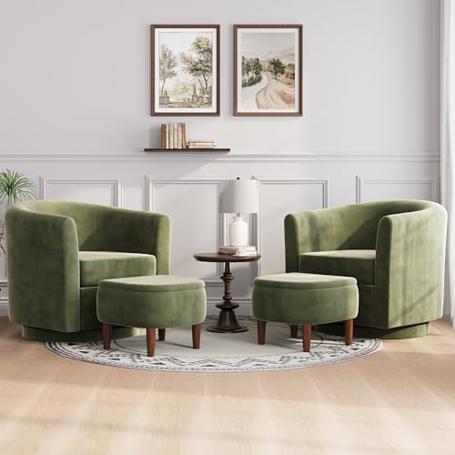 zzlay 360 Swivel Accent Chair with Storage Ottoman Set of 2