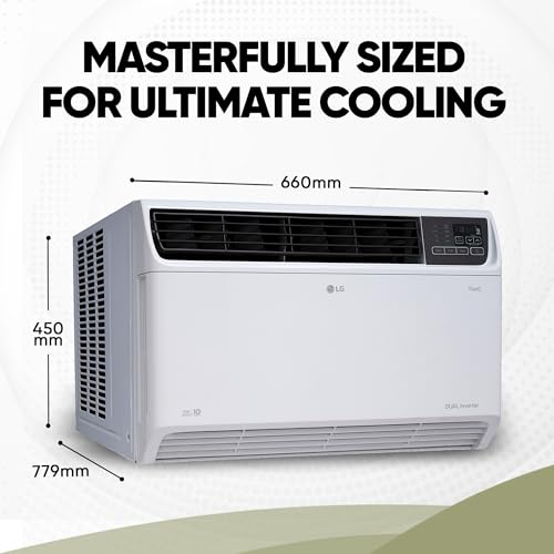 Image of LG 1.5 Ton 5 Star, New star rated, Wi-Fi Enabled, DUAL Inverter Window AC with Energy Manager + (Copper, Convertible 4-in-1 cooling, 4 Way Air Swing, HD Filter, AW-Q18WWZA, White)