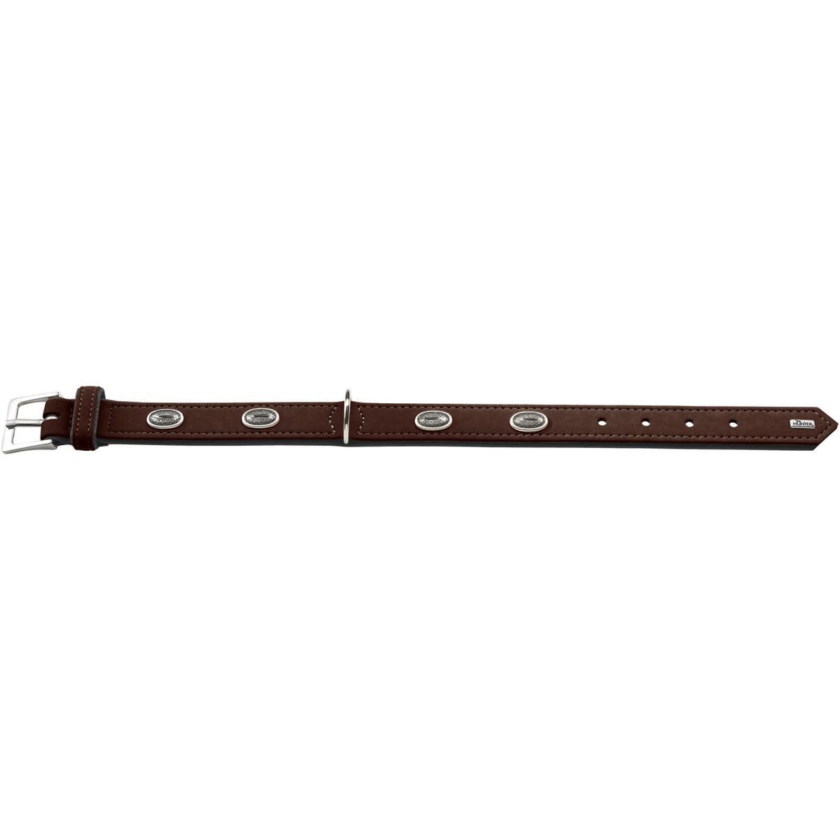 HUNTER SOFTIE STONE Hundehalsband, Kunstleder, mit Applikationen, pflegeleicht, 60 (M-L), braun