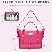WOOMADA Weekender Overnight Bag for Women, Carry on Shoulder Travel Duffel with Shoes Compartment,Gym Bag with Toiletry Bag(hot pink)