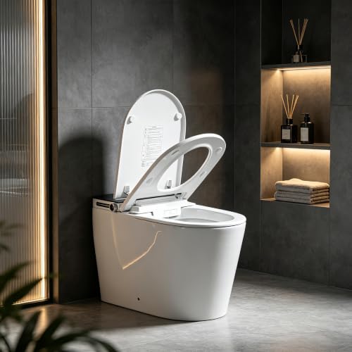 Smart Toilet, inodoro inteligente todo en uno sin límite de presión de agua, secado de alta velocidad, esterilización UV y escudo de espuma, 27" x 15.35" x 17.24" miniatura 2