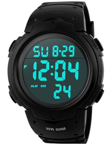 PASOY-Mens-Women-Digital-Watch-Big-Dial-Light-LED-Swim-Waterproof-Rubber-Band-Alarm-Black-LED-Watches-50MM PASOY Mens Women Digital Watch Big Dial Light LED Swim Waterproof Rubber Band Alarm Black LED Watches 50MM - Image 1