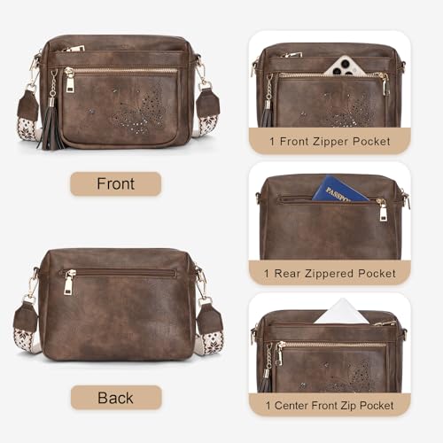 Image of KITEVIUN Crossbody Bags for Women Trendy Leather Crossbody Purse Shoulder Handbags Butterfly Design
