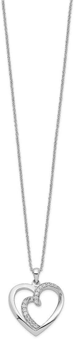 JewelryWeb 925 Sterling Silver Polished Spring-Ring Cubic Zirconia Love Heart Necklace 18 Inch Pendant Necklace for Women - Image 3
