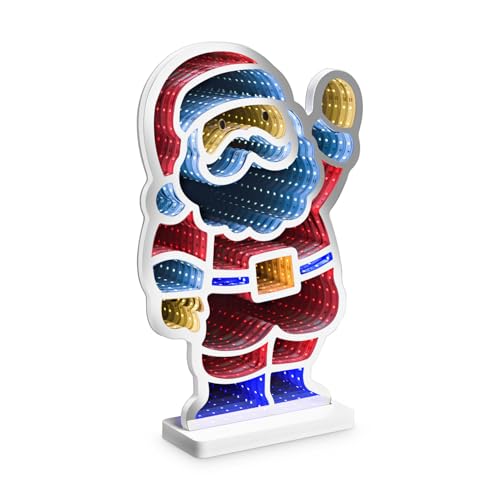 Idena 30551 - LED Infinity Mirror Weihnachtsmann, ca. 25 x 8 x 40 cm,...