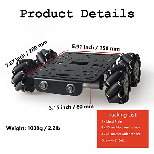 Snapklik.com : Professional 80mm Mecanum Wheel Car Chassis MC200 For ...