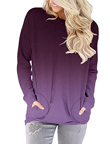ONLYSHE Womens Crewneck Sweatshirt Casual Loose Fitting Tops Long Sleeve T Shirt