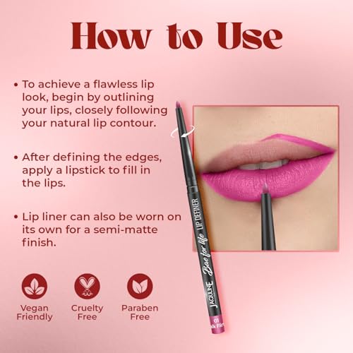 Image of JAQULINE USA Bae For Life Lip Definer lipliner | Long Lasting Lip Liner Pencil | Waterproof | Smudge Proof | Matte Finish | Paraben Free | Vegan & Cruelty Free Lipliner | Talk Flirty 01, 0.3g