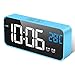 HOMVILLA Reloj Despertador Digital con Pantalla LED de Temperatura, Alarma de Espejo Portátil con Alarma Doble Tiempo de Repetición 4 Niveles de Brillo Regulable 13 Música Despertadores Digitales Azul