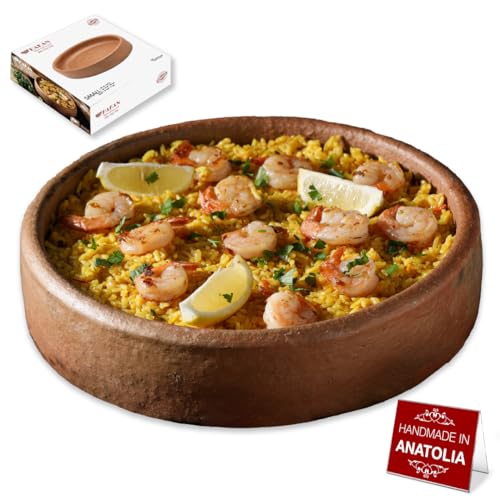 Hakan Natural & Handmade 11.8 in, 2.5 qts Terracotta Pan for Cooking | Authentic Clay Pan, Cazuela Dish, Ancient Mexican Clay Cookware, Earthenware Mud, Pottery Kitchenware, Small