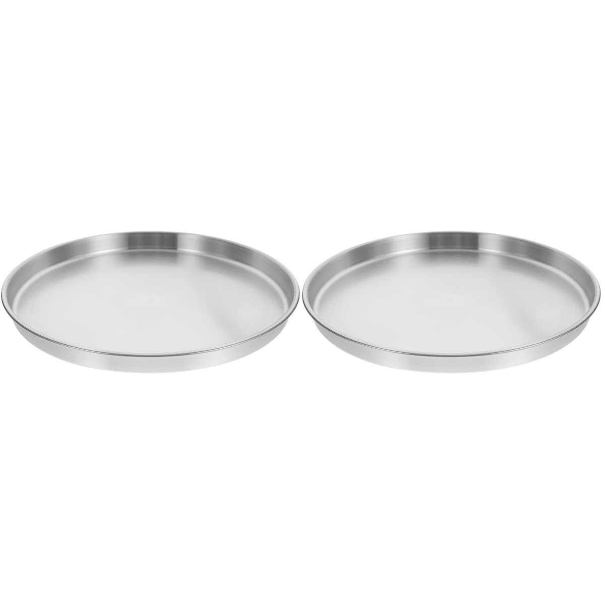 LOGOFUN Edelstahl-Tablett, rund, Serviertablett, groß, flach, Aufbewahrungsplatte (Silber, 30 cm), 2 Stück