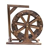 Fuente de rueda de agua para exterior de madera, Fuente de agua...