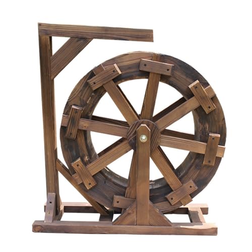 Fontana a ruota idraulica in legno per esterni, Fontana autorotante con supporto, Decorazione da giardino, patio, laghetto, Fontana ornamentale rustica retrò per la circolazione dell'acqua della(30cm)