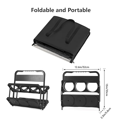 Reusable 6 Cup Drink Carrier with Handle and Insulated Food Delivery Bag, Portable Plastic Cup Caddy, 26L Grocery Cooler Box for Car Delivery, Travel, Picnic(Black) - view 3