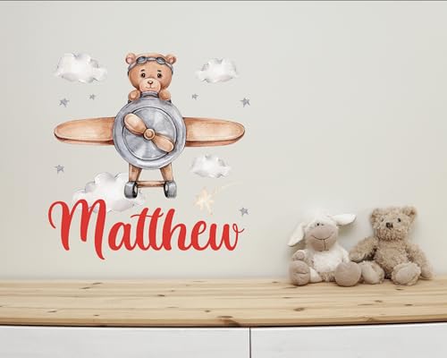 Vinilo Decorativo Infantil Personalizado Osito Avión miniatura 3