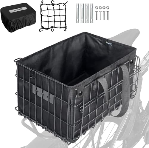 RAYMACE Folding Bike Basket with Removable Liner