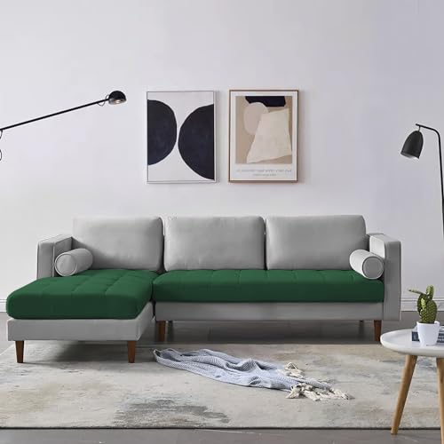 Image of Lezra LHS 4 Seater L Shape Sofa Set for Living Room (Green Grey Fabric) Premium Fabric Sofa