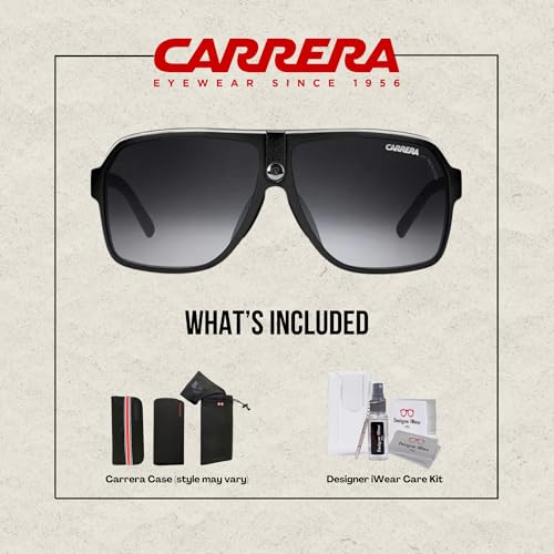 Carrera CA33/S 08V6/9O 62MM Black Crystal Grey/Dark Grey Gradient Plastic Rectangular Sunglasses For Men For Women + BUNDLE with Designer iWear Eyewear Kit2