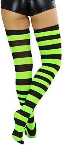Image of ToBeInStyle Women's Vibrant Horizontal Wide Striped Thigh High Stockings
