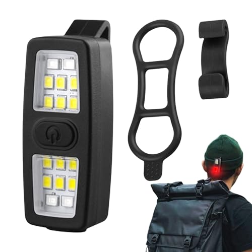 Luz de abrazadera para exteriores, lámpara de trabajo LED portátil con clip, luz de seguridad recargable, perfecta para viajes, pesca, camping, caminar, ciclismo, montañismo, ABS, negro