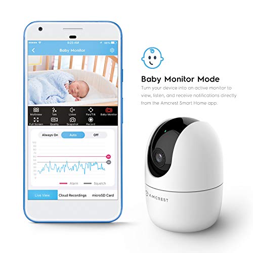 Image of Amcrest 1080P WiFi Camera Indoor, Nanny Cam, Dog Camera, Sound & Baby Monitor, Human & Pet Detection, Motion-Tracking, w / 2-Way Audio, Phone App, Pan /Tilt Wireless IP Camera, Night Vision (Renewed)