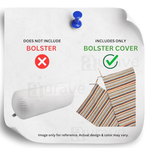 Image of AURAVE Cotton 144 TC Printed Bolster Cover with Drawstring Closure, Set of 2, Soft Breathable Durable Machine Washable for Sofa Bed & Home Decor, 15 inchx30 inch Multicolor | Cover Only