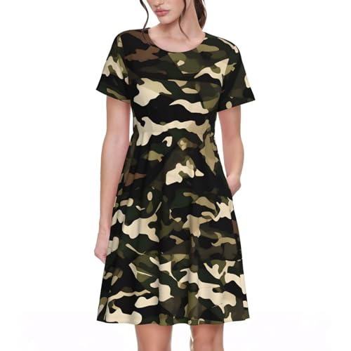 Robe d'été camouflage femme anti-transpiration fluide pour forte chaleur