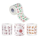 HIXNUG 4 rollos de papel higiénico de Navidad, Papá Noel, árbol de Navidad, copo de nieve, alce, papel higiénico para decoración de baño, relleno de calcetines, recuerdos de fiesta