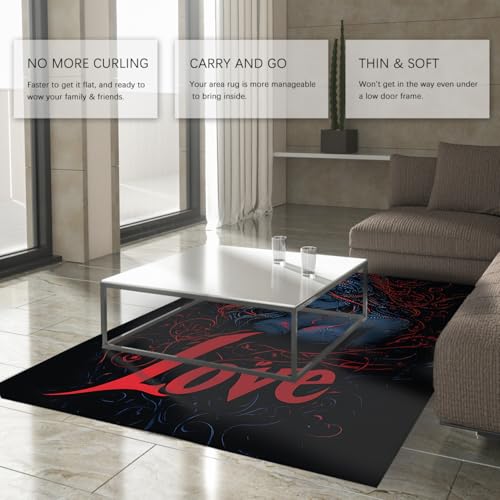 Tapis antidérapant noir et rouge 140x200cm motif féminin - 4