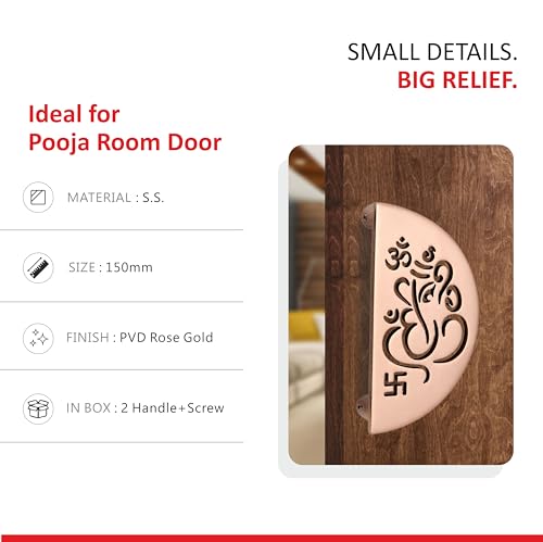 Image of COMPASS Main Door Handle | Door Handles for Main Door | Pull Handles for All The Doors of House | Office | Hotels, Antique Finish (Ganesh Rose, 6 Inch)