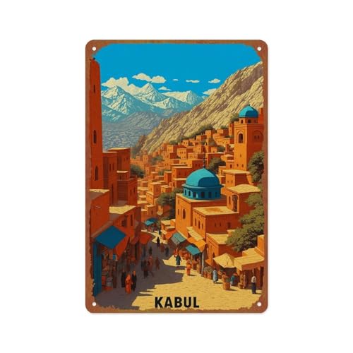Métal Mur Affiche Kaboul - Afghanistan Affiche en Métal Vintage Poster Aluminium pour Chambre Bar S