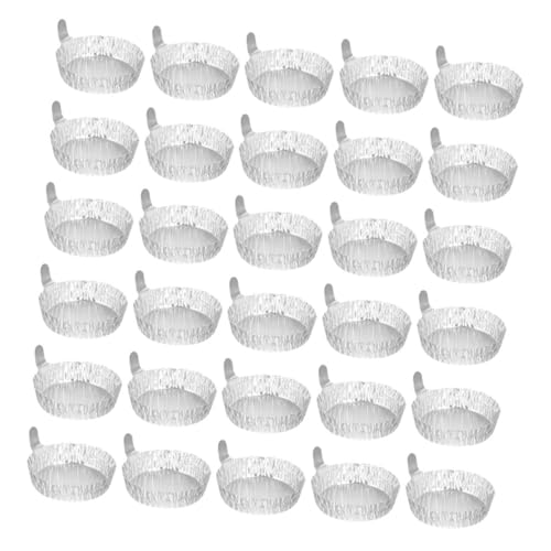 STOBAZA 30pcs Aluminum Weighing Dishes With Handle Scientific Weigh Boat For Weighing Mixing Liquid Powder Accurate Lab Measurement Supplies 42ml