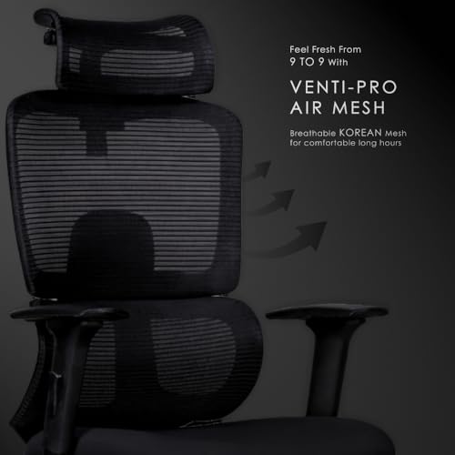 Image of Varaha Beast BIS Certified Ergonomic Office High Back Chair | 5 Year Warranty | Adjustable 2D Headrest, 3D PU Armrest, Seat Sliding Mechanism with 3 Multilock Recline| Gaming Desk Chair for Home,Black