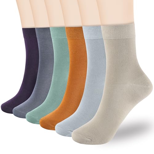 Image of Corlap Women's Thin Above Ankle Socks - 6Pairs Cotton Casual Bootie Dress Crew Socks