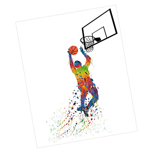 Healifty Player Stick Basketball Self Watercolor Home Wall Peel Giant Tile Kids Cling Room Sticker Removable Teens Sticker: Man Bedroom Window Playroom Flower Decor: Boys Decor Stickers #TOP24