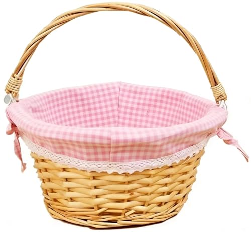Image of Oypeip Easter Basket, Nature Easter Baskets for Kids, Large Wicker Easter Basket Empty with Handle, Basket Tags, Woven Rope Egg Easter Baskets for Boys Girls Babies Toddler Infant, picnic basket